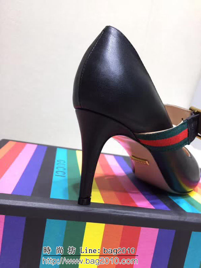 GUCCI古馳 2019春款 女士高跟單皮鞋 黑色 QZS1093
